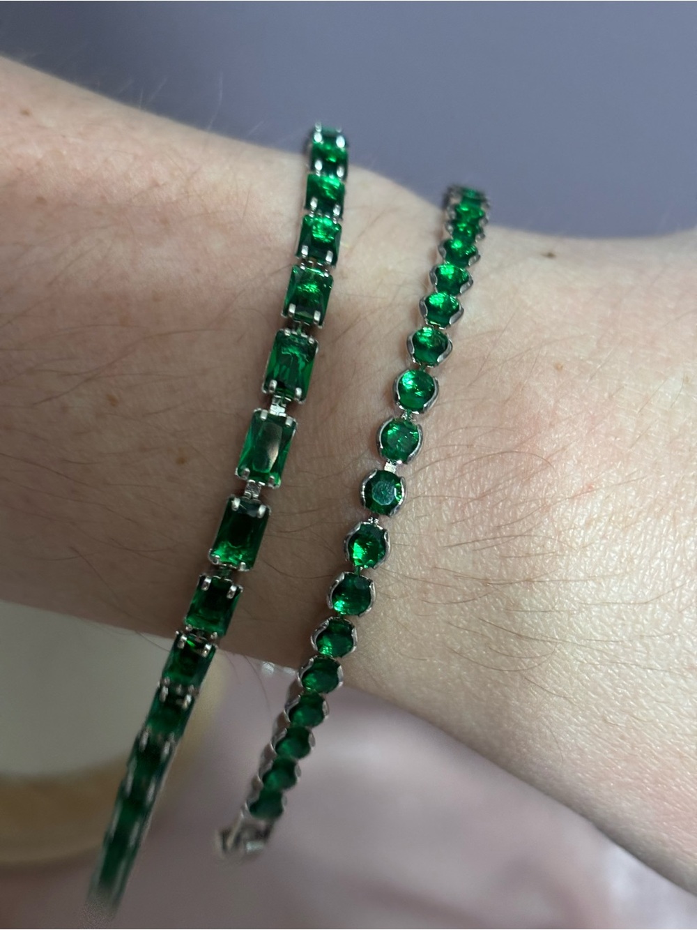 Emerald Green Tennis Bracelet Set - Women Jewelry